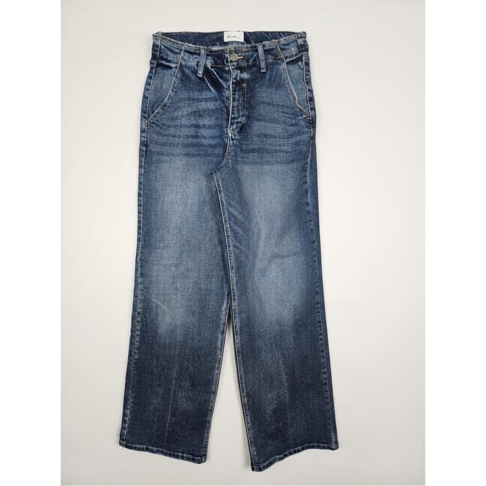 Kancan 25 Margot High Rise Wide Leg Jeans Dark Wash Denim Casual Boho